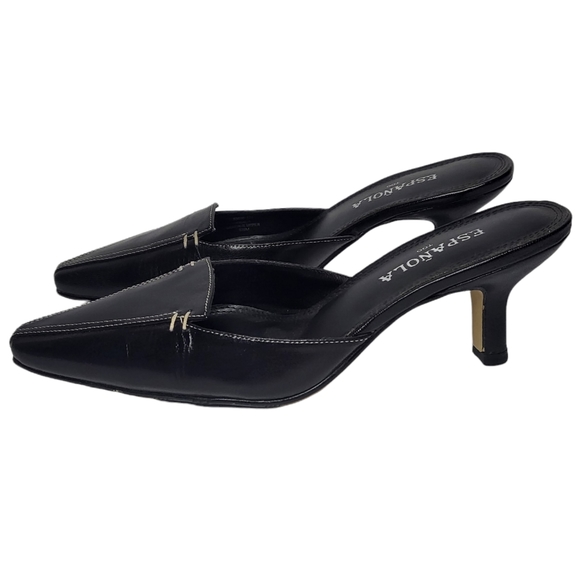 Española Shoes - Española Amalia Black Mule Heels